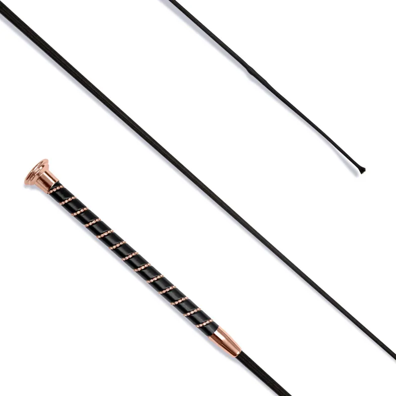 KM Elite Dressage Whip with Crystal Spiral in Rose Gold and Black